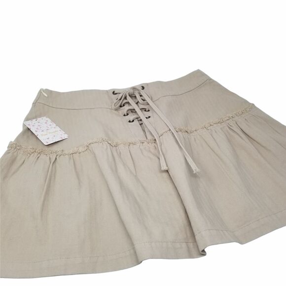 NWT FREE PEOPLE 100% COTTON KHAKI SKIRT. SZ 12 - Picture 1 of 16